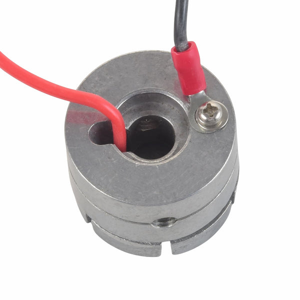 Top view of the VVKB Zeus-F3 diesel fuel tank heater showing the pickup-tube bore and power terminal