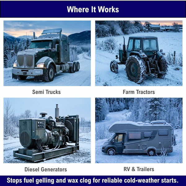 Where the diesel fuel filter heater works — semi trucks, farm tractors, diesel generators and RVs in cold weather