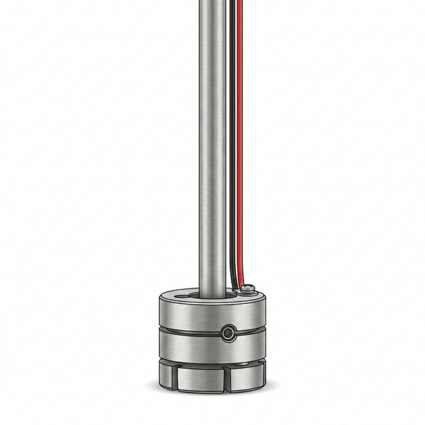 VVKB diesel fuel tank heater mounted on a fuel pickup tube — stainless PTC heater collar