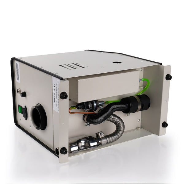 Stainless steel exhaust muffler and flexible exhaust pipe built into the Vvkb portable diesel heater