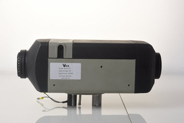 Vvkb Apollo G1 12V 2KW gasoline air heater showing product label with model number and fuel type