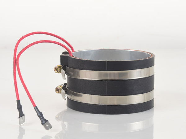 Zeus-F1 diesel fuel filter heater band open view showing aluminum interior surface and mounting clips