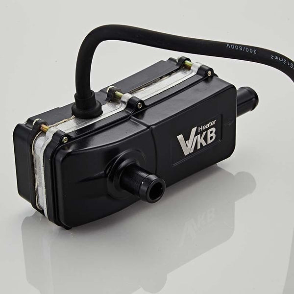 Vvkb Titan-B1 engine block heater with coolant hose connection port and VVKB branding