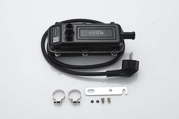 Titan-P3 engine block heater with installation accessories — hose clamps and mounting bracket included