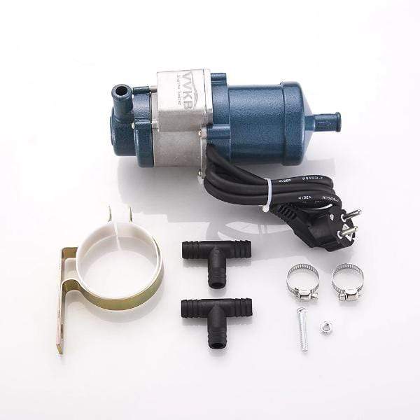 Titan-P5 engine block heater with T-fitting, hose clamps, and installation hardware